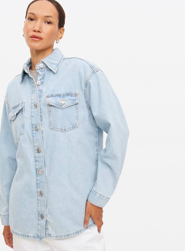 Light Washed Oversized Denim Shirt 8